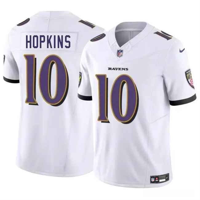 Men's Baltimore Ravens #10 DeAndre Hopkins White 2025 F.U.S.E Vapor Limited Football Jersey